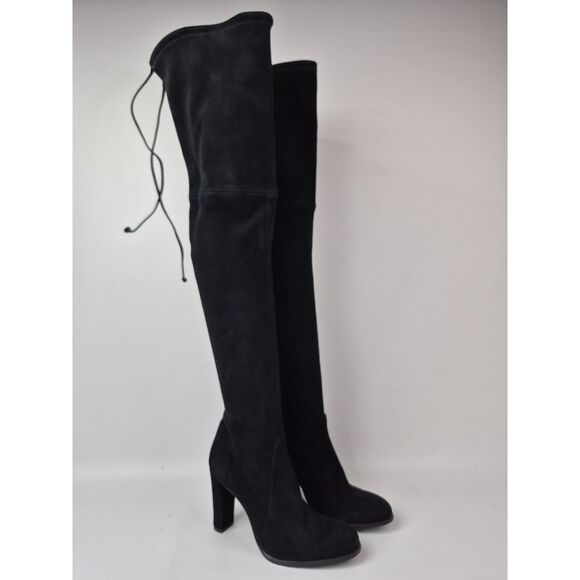 Stuart Weitzman Women's Black Highland Heel Suede Over The Knee Boots Size 6 B - Picture 1 of 7